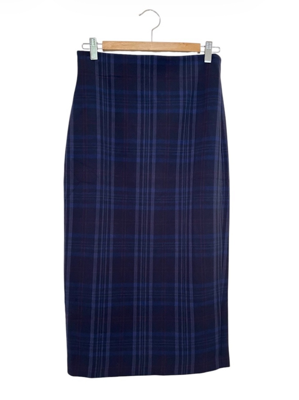 NWT Catherine Malandrino Navy Blue Plaid Pencil Skirt